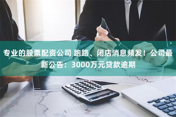 专业的股票配资公司 跑路、闭店消息频发！公司最新公告：3000万元贷款逾期